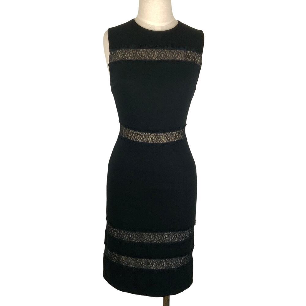 Alice + Olivia Kerrie Lace Panel Sleeveless Sheath Dress Black Women's Size 4